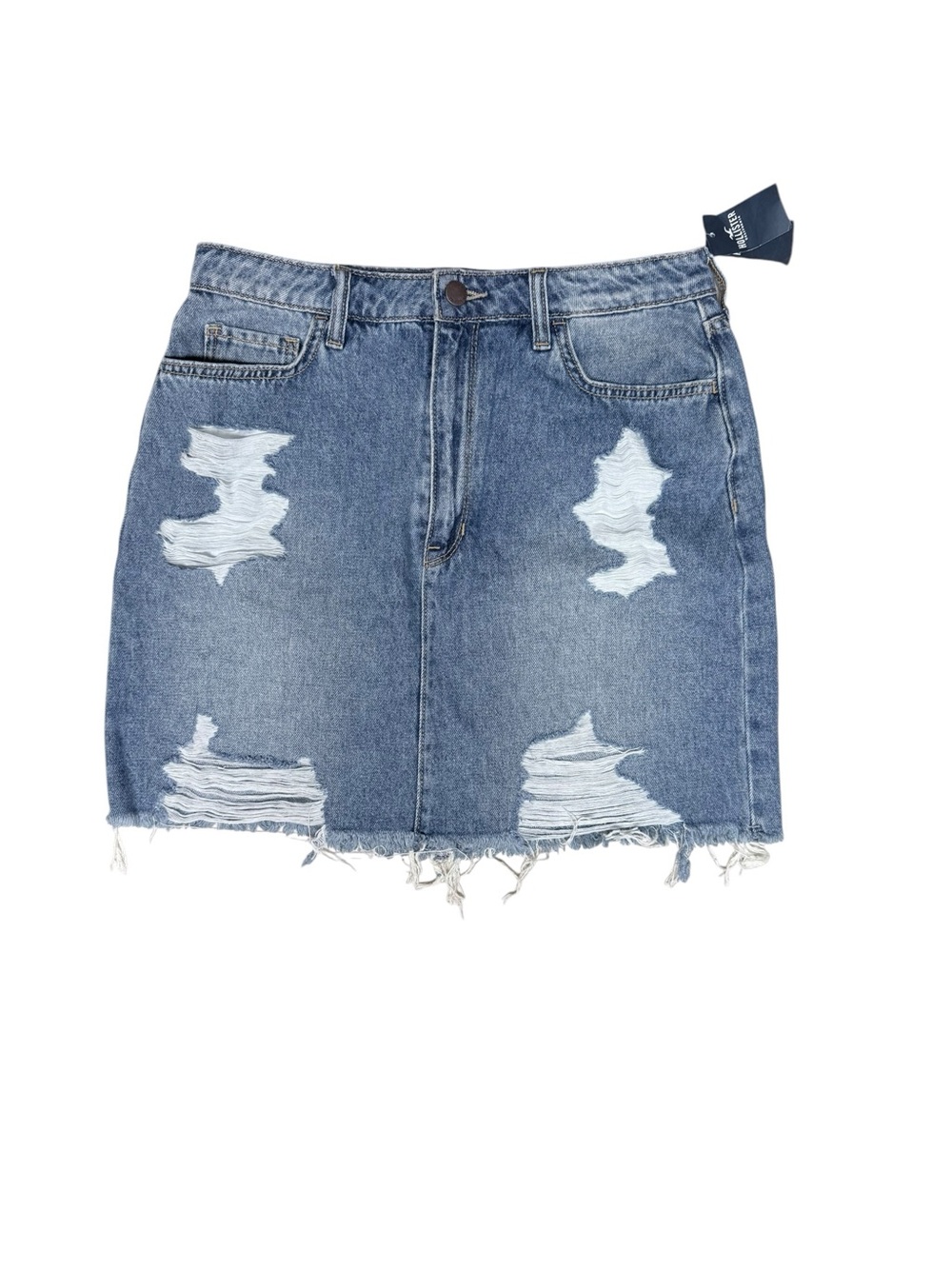 NWT Hollister Ultra High-Rise Distressed Denim Mini Skirt